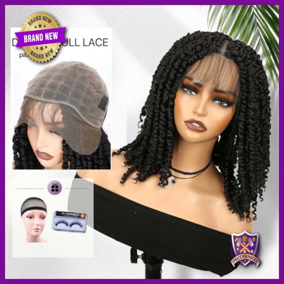Lightweight Short Passion Twist Wig with Baby Hair, Double Full Lace Knotless